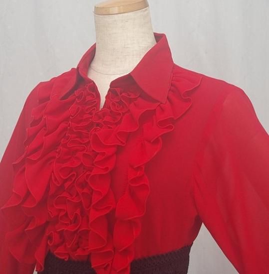 DOCE del FLAMENCOドセ デル フラメンコフリル 赤 ブラウス DOCE del FLAMENCOドセ デル フラメンコフリル 赤 ブラウス DOCE