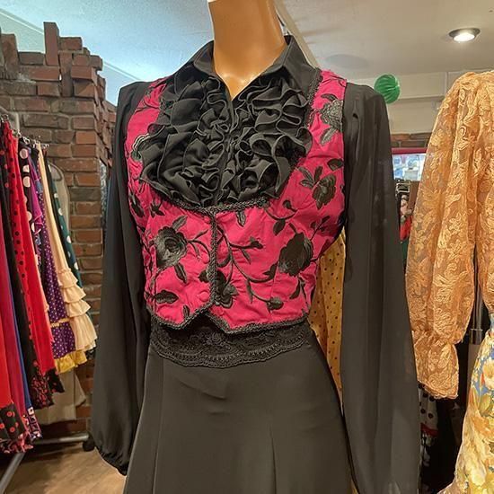 sja　エプロン ショート丈　黒お花レース　フラメンコ　衣装 sja エプロン ショート丈 黒お花レース フラメンコ 衣装 sja