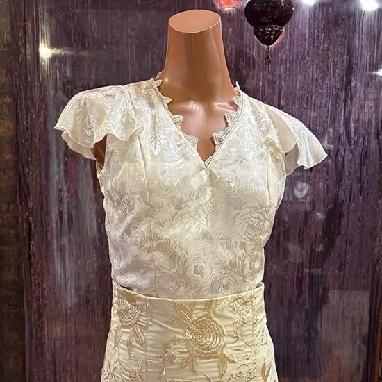 フラメンコ衣装 CANDELA Sevilla LunaLunera ブルーサ ロサ ジャカード ブランカ - オリジナル