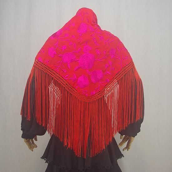 フラメンコ マントンシージョ 赤サテン水玉 レッドフレコ 2025年最新