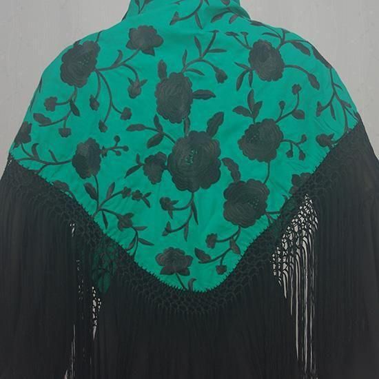 刺繍マントンシージョ 142cm×60cm VERDE×NEGRO - オリジナル