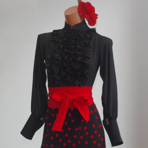 【新品】DOCE del FLAMENCO 黒レースブラウス デコルテが美しいラウンドネックブラウス - オリジナル