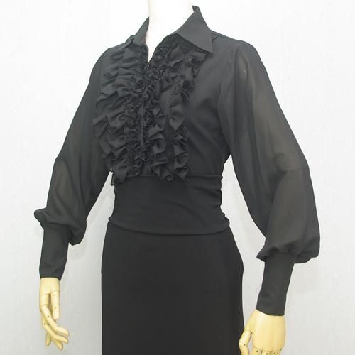 美品 フラメンコ衣装】ブラック docedelflamenco ブラウス 黒