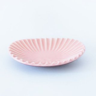 丹波焼　雅峰窯　楕円小皿　ピンク