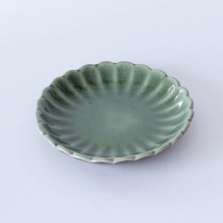 丹波焼　雅峰窯　花型小皿　緑