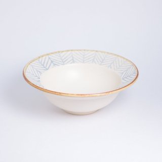 長町香奈子　ヘリンボーン WHITE 6寸リム鉢