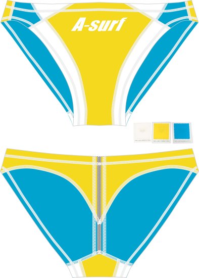 【予約12月後半納期】Uni1952　ライクラ黄色水色　ひろしげデザイン - 競パン・スポユニ・アンダーウェアのSURF BLADE公式ショップ