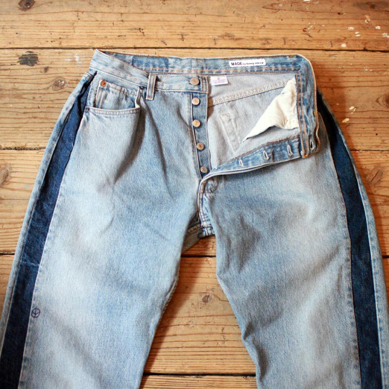 Sunny Side Up Side Line Denim Pants　Blue