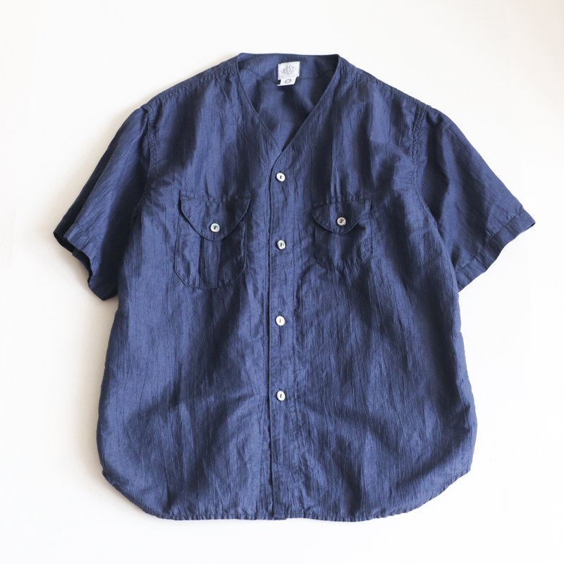 POST O'ALLS C-POST DV2 S/S　　Crinkle Linen/Cotton 　Navy