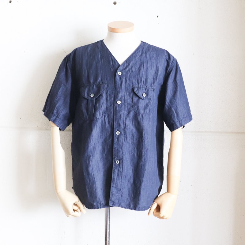 POST O'ALLS C-POST DV2 S/S　　Crinkle Linen/Cotton 　Navy