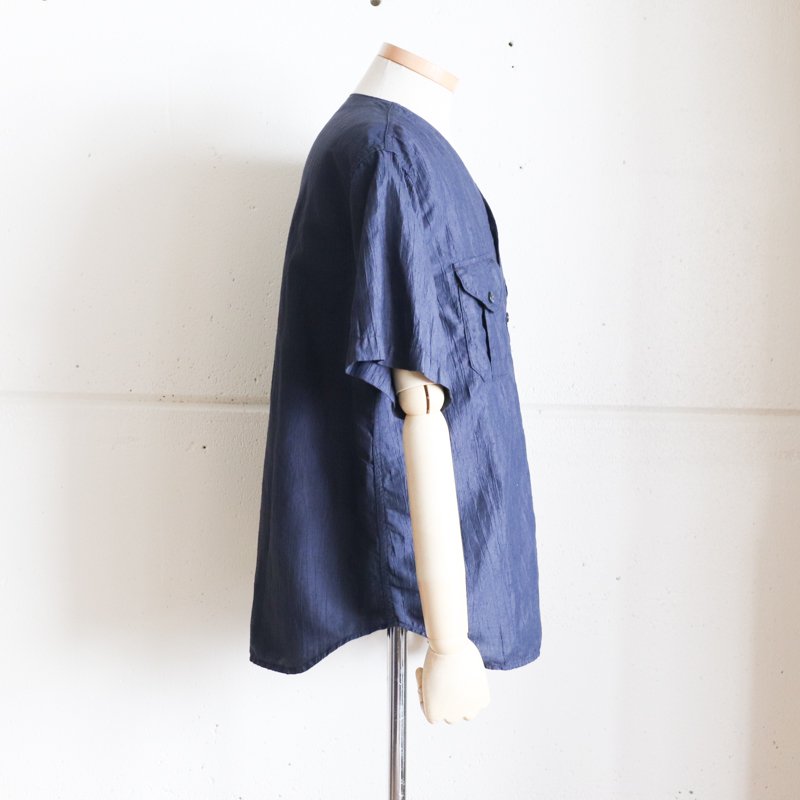 POST O'ALLS C-POST DV2 S/S　　Crinkle Linen/Cotton 　Navy