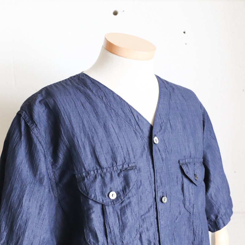 POST O'ALLS C-POST DV2 S/S　　Crinkle Linen/Cotton 　Navy