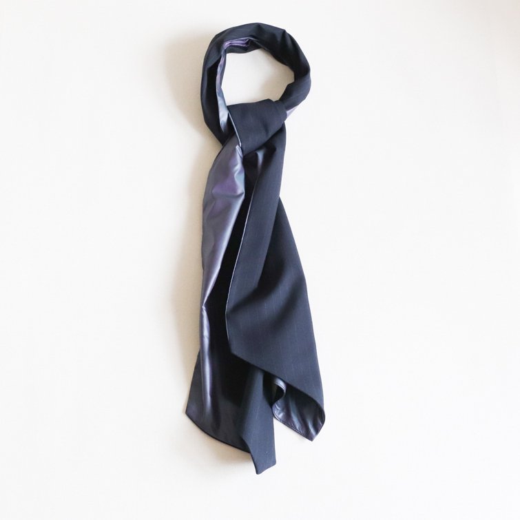 POST O'ALLS E-Z Scarf　　Poly Suiting Stripe x Poly Taffeta Navy