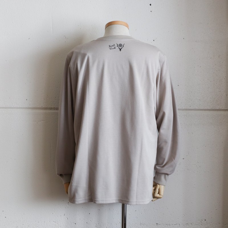 South2 West8 L/S CREW NECK TEE 　MAZE　　Grey