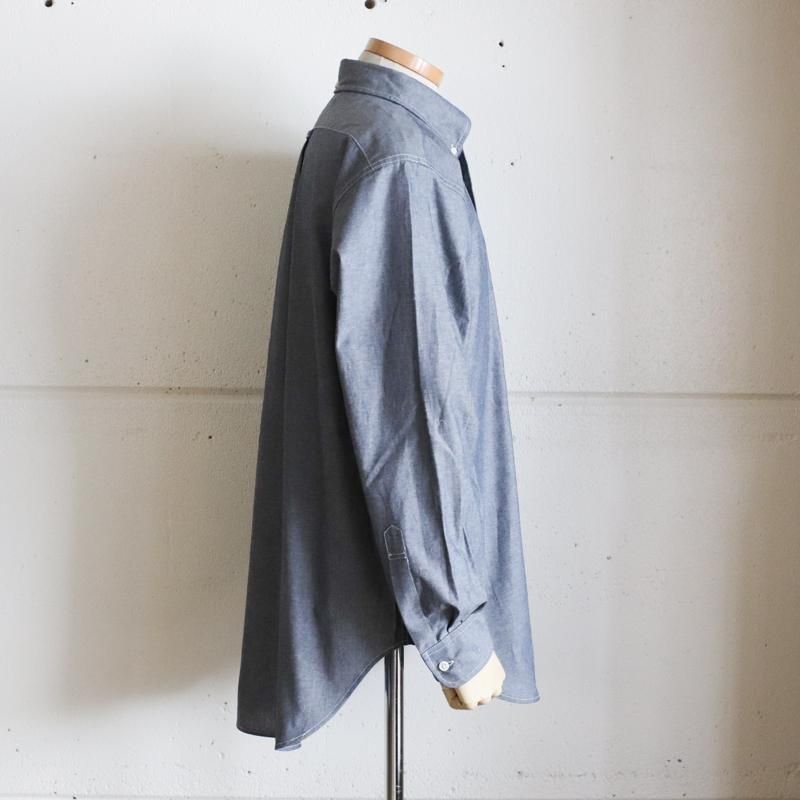 EG WORKADAY BD SHIRT 　Indigo Cotton Chambray