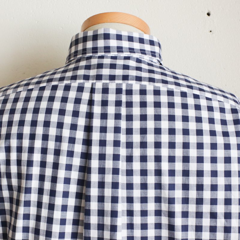 INDIVIDUALIZED SHIRTS  *  Pop Over Short Sleeve　 Big Gingham 　Navy 　Classic Fit