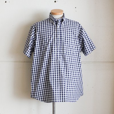  Pop Over Short Sleeve　 Big Gingham 　Navy 　Classic Fit