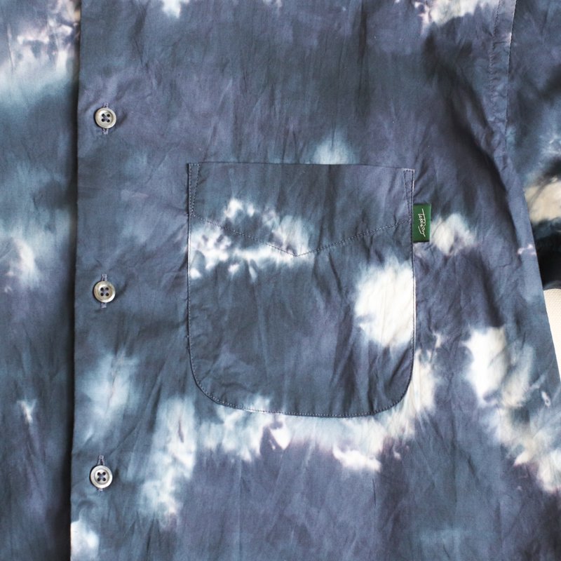 TAKE＆SONS * Hand Dted Nocollar Shirt　Navy