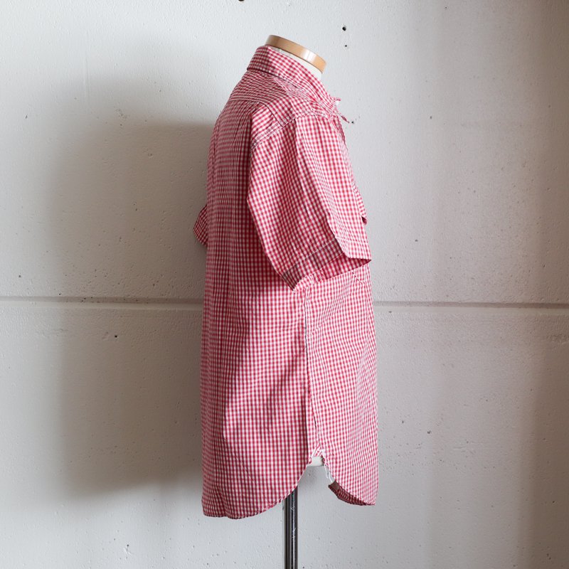 Gingham check shirt 　Red　Size S


