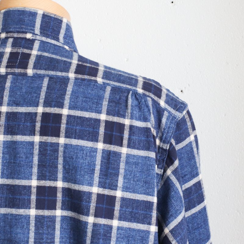 POST O'ALLS THE NAVY CUT 2 　Cotton Flannel Plaid 　Indigo heather