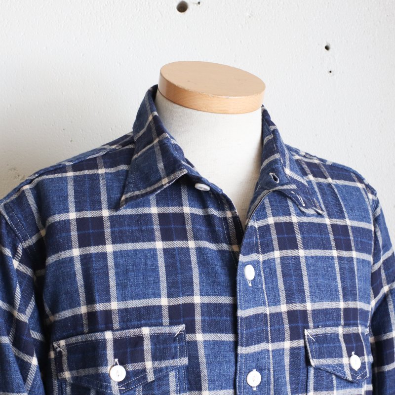 POST O'ALLS 【 ポストオーバーオールズ 】THE NAVY CUT 2 　Cotton Flannel Plaid 　Indigo  heather - UNCLE SAM【アンクルサム】 大阪 アメリカ村のセレクトショップ / Online Store