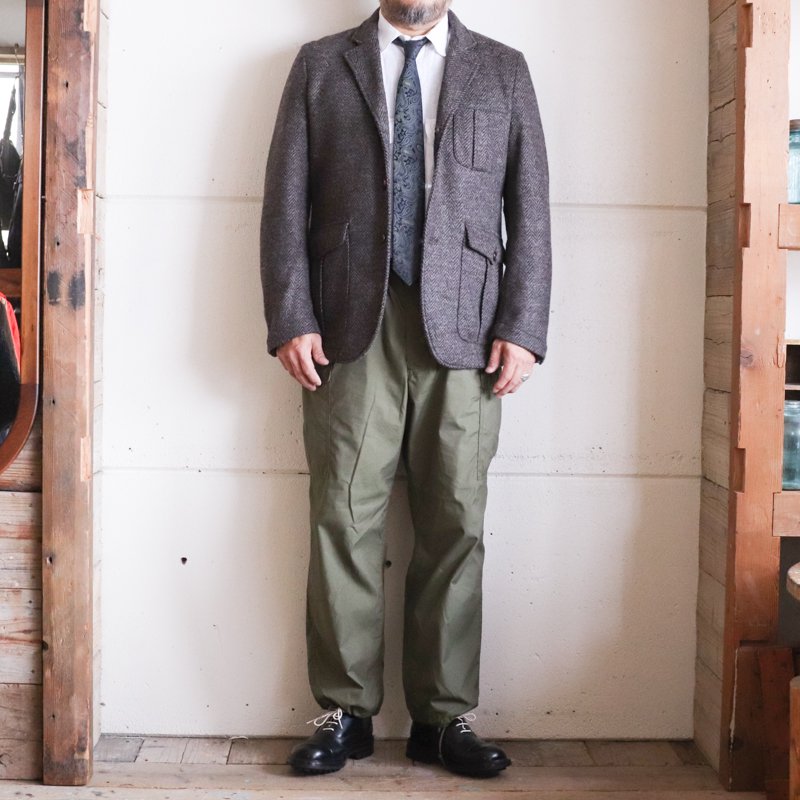 1ST PAT-RN HIGHLAND JACKET　 Herringbone Melton Knit Brown