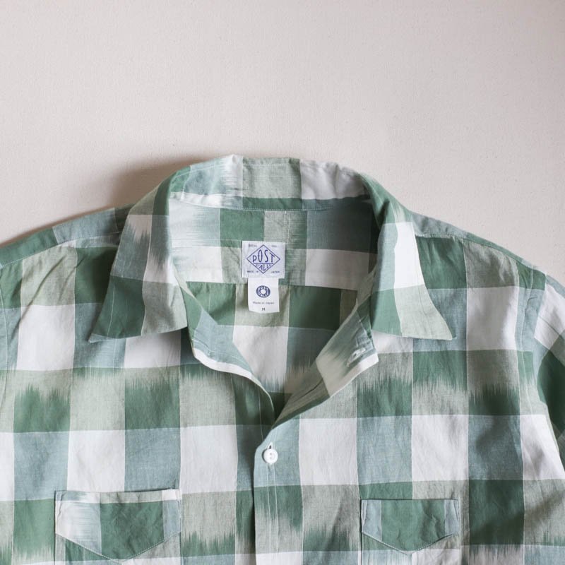 POST O'ALLS NEUTRA 3　S/S 　Ikat check 　Green