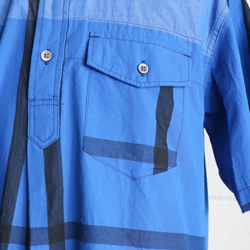 Popover BD Shirt 　Blue Cotton Big Plaid