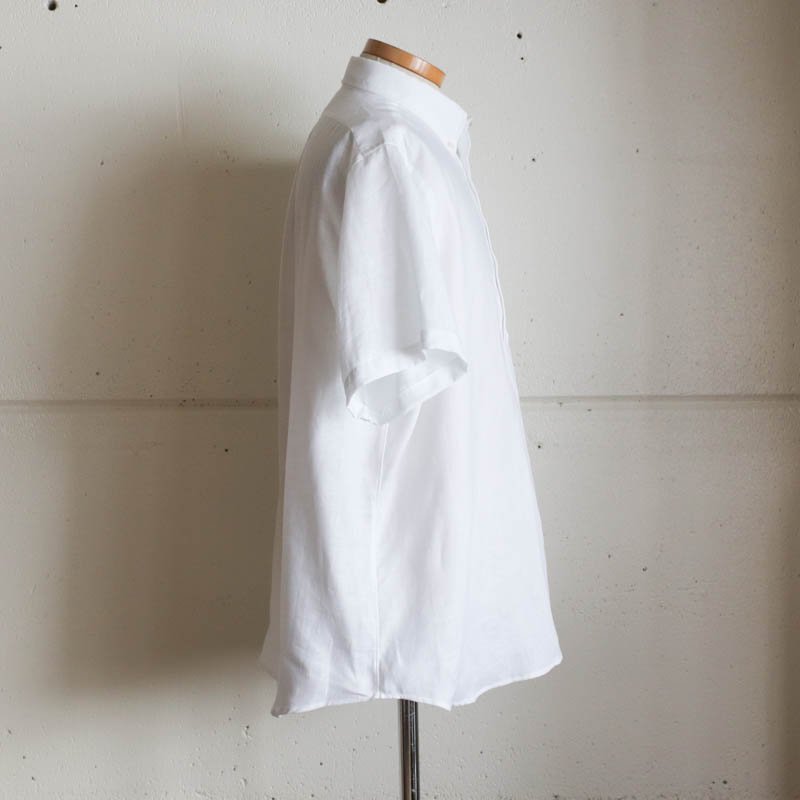 Pop Over Short Sleeve　　White Linen  　Classic Fit