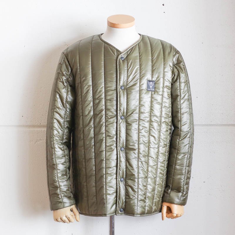 South2 West8 【サウスツーウエストエイト】Quilted CN Cardigan Nylon Ripstop　Olive - 大阪 /  UNCLESAM【アンクルサム】