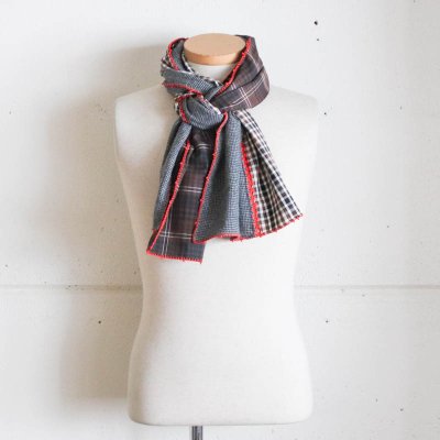 OUPS Scarfsmall check x BrownSize M