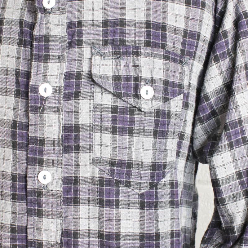 LIGHT3/ Plaid flannel -Gray  PurpleSizeS