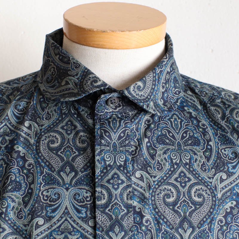 Rounded Collar Shirt - Cotton Paisley Print