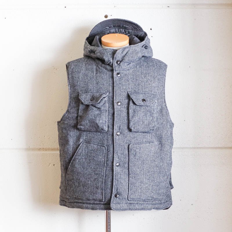 ENGINEERED GARMENTS Field Vest - Grey Poly Wool Herringbone