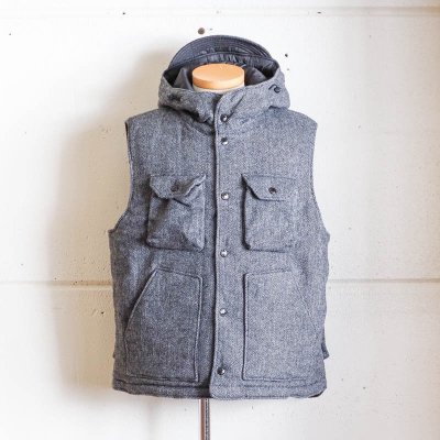 Field Vest  - Grey Poly Wool Herringbone

