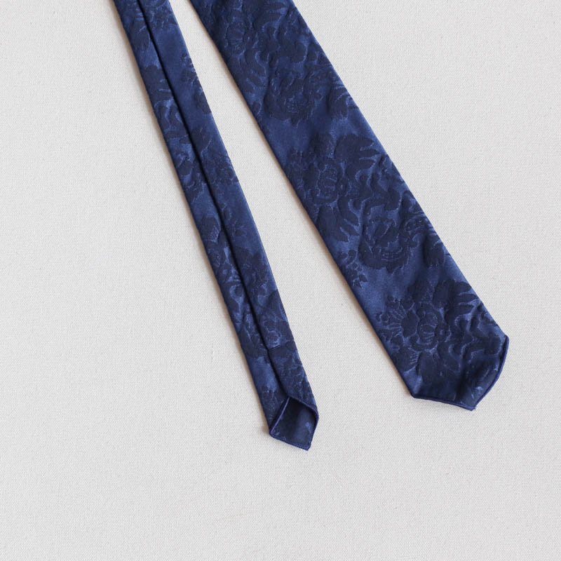 Neck Tie -  CP Floral Damask SatinNavy

