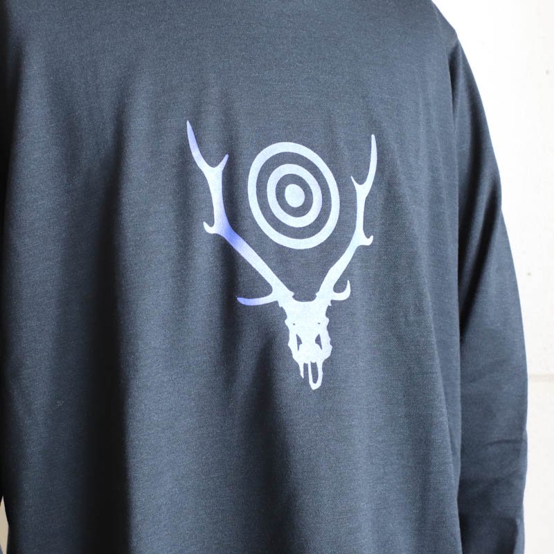 South2 West8 L/S CREW NECK TEE 　Skull&Target　Black