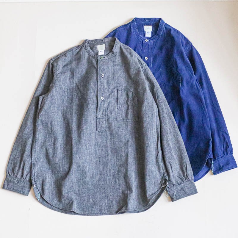 Band Collar Shirt  Grey CovertSalt & Pepper
