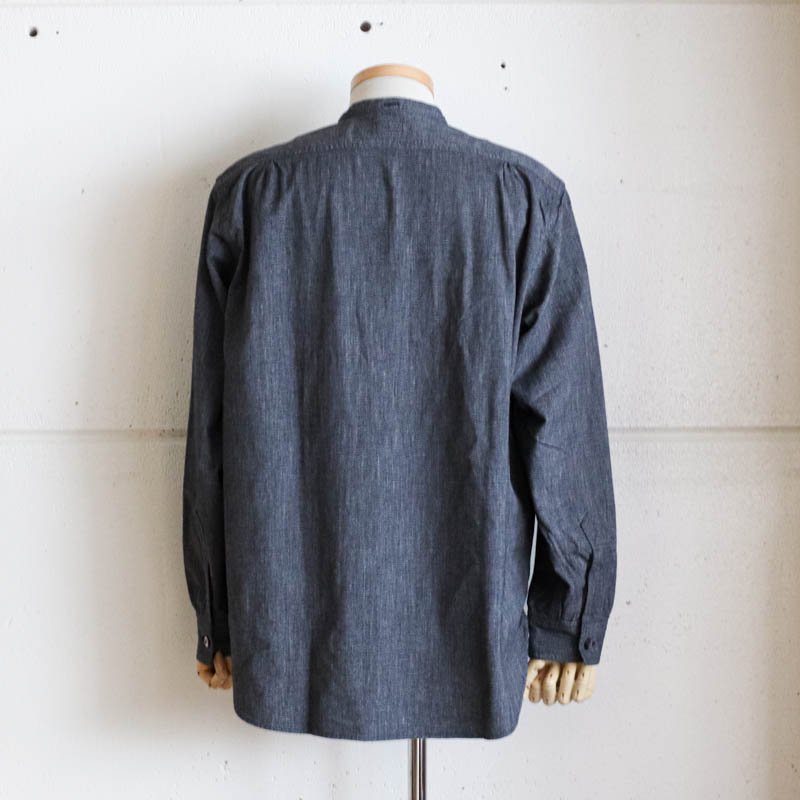 Band Collar Shirt  Grey CovertSalt & Pepper
