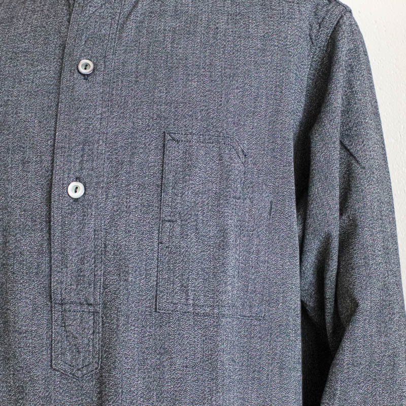 Band Collar Shirt  Grey CovertSalt & Pepper
