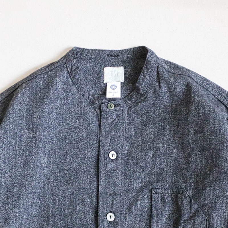 Band Collar Shirt  Grey CovertSalt & Pepper
