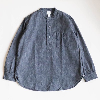 Band Collar Shirt  Grey CovertSalt & Pepper
