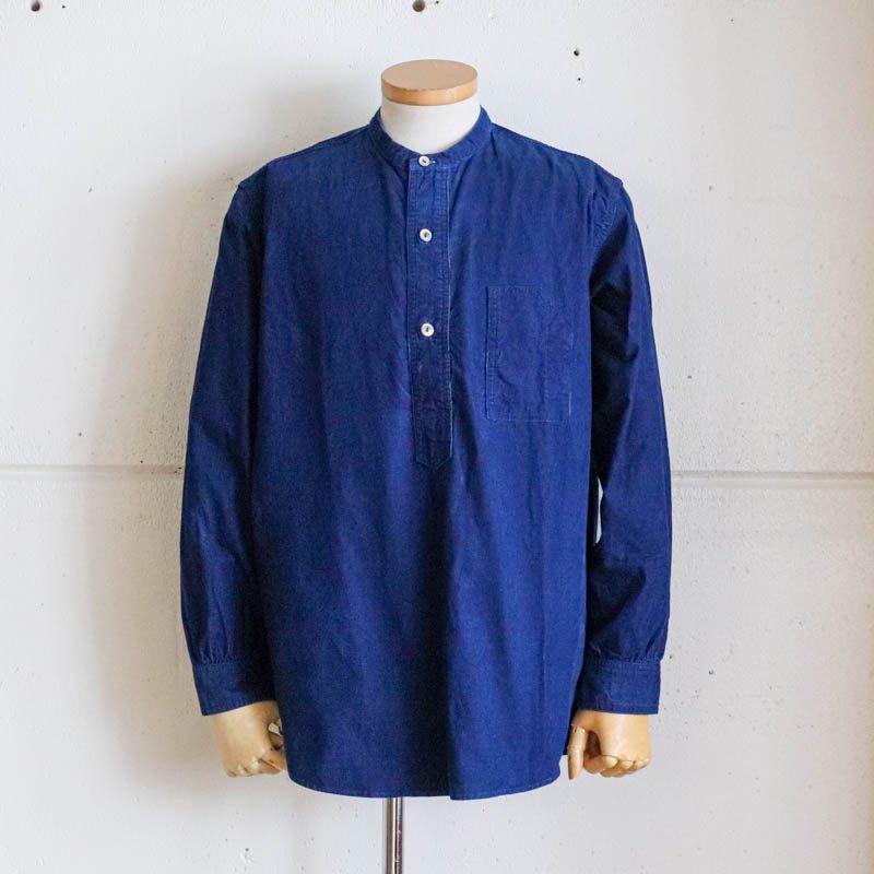 Band Collar Shirt  Cotton Cords Indigo
