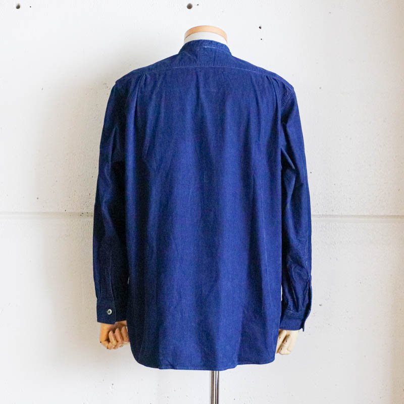 Band Collar Shirt  Cotton Cords Indigo
