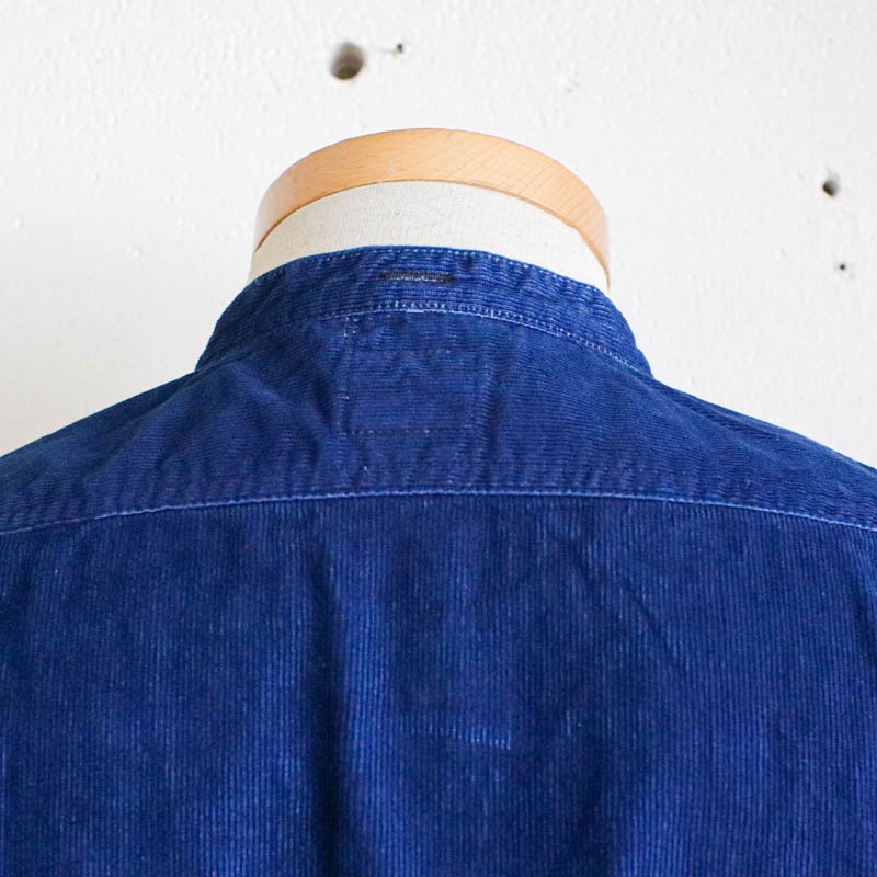 Band Collar Shirt  Cotton Cords Indigo
