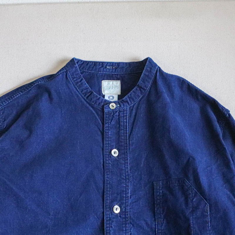 Band Collar Shirt  Cotton Cords Indigo
