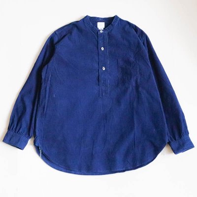 Band Collar Shirt  Cotton Cords Indigo
