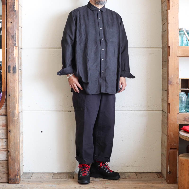 Flared Shirt -  Lt.Weight Fake SuedeBlack


