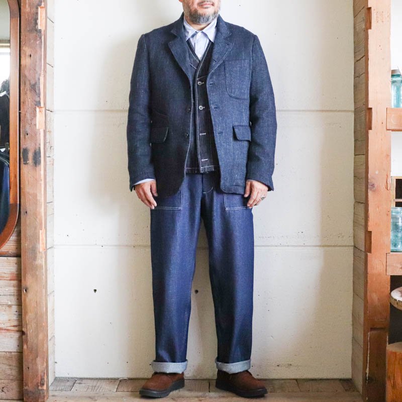 HORLOGERTailored Blazer Re-Tweed Herringbone Melange blue