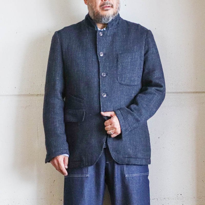 HORLOGERTailored Blazer Re-Tweed Herringbone Melange blue